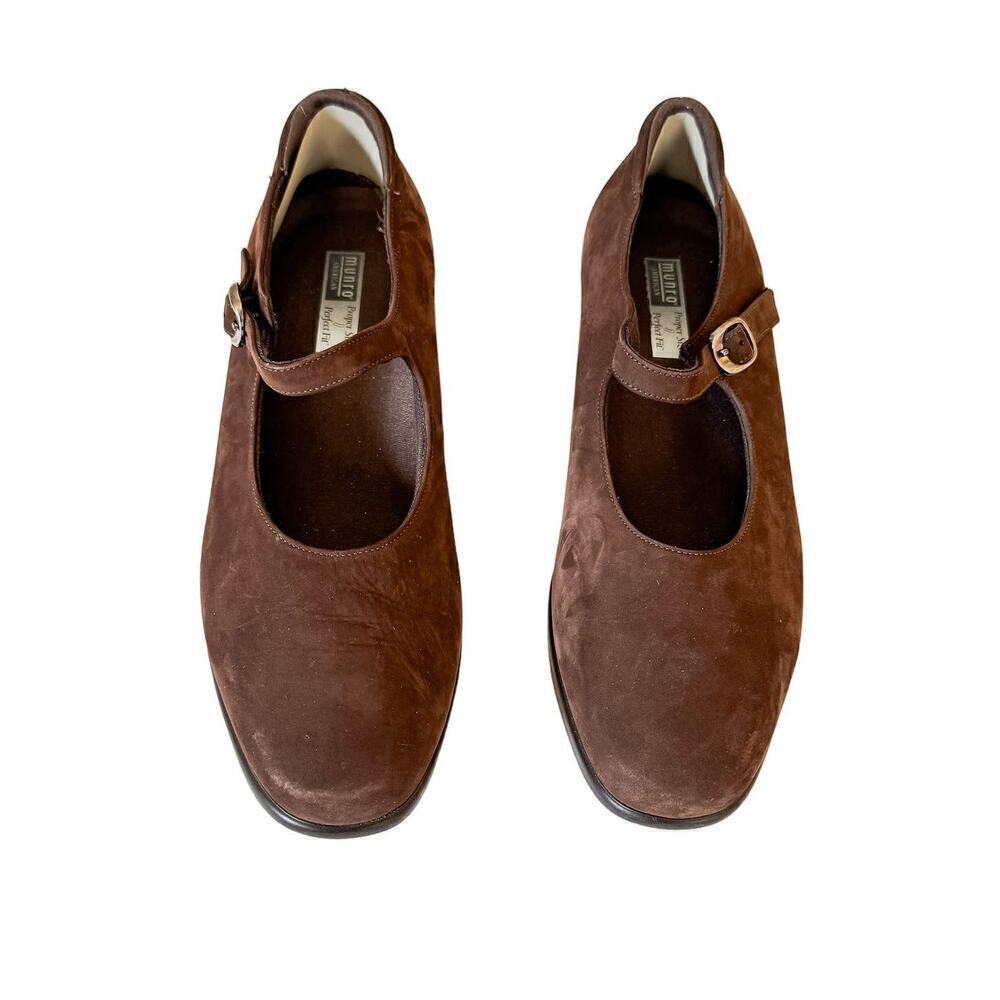 Munro Mary Jane Comfort Walking Wedge Shoes Suede Brown SZ 8.5 W